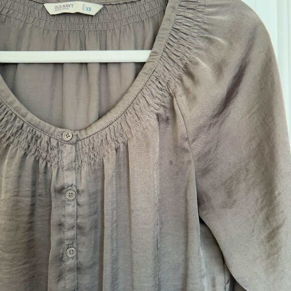 Old Navy Olive Green Drop Waist 3/4 Sleeve Silky Dress Size XSmall - Picture 4 of 8